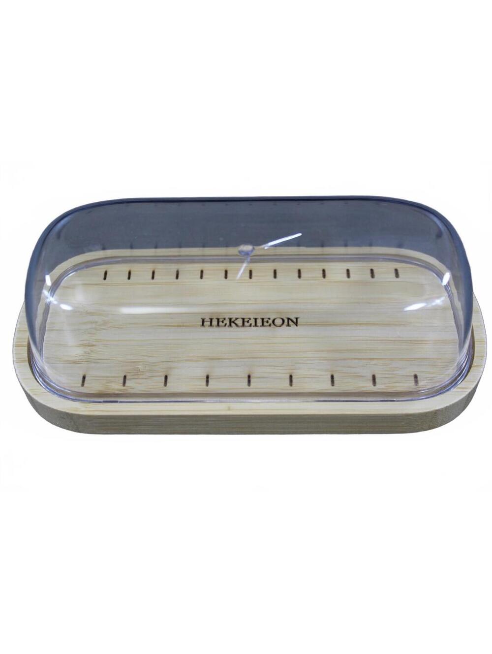 Hekkieron Bamboo Butter Dish Clear Lid (Stress Crack)